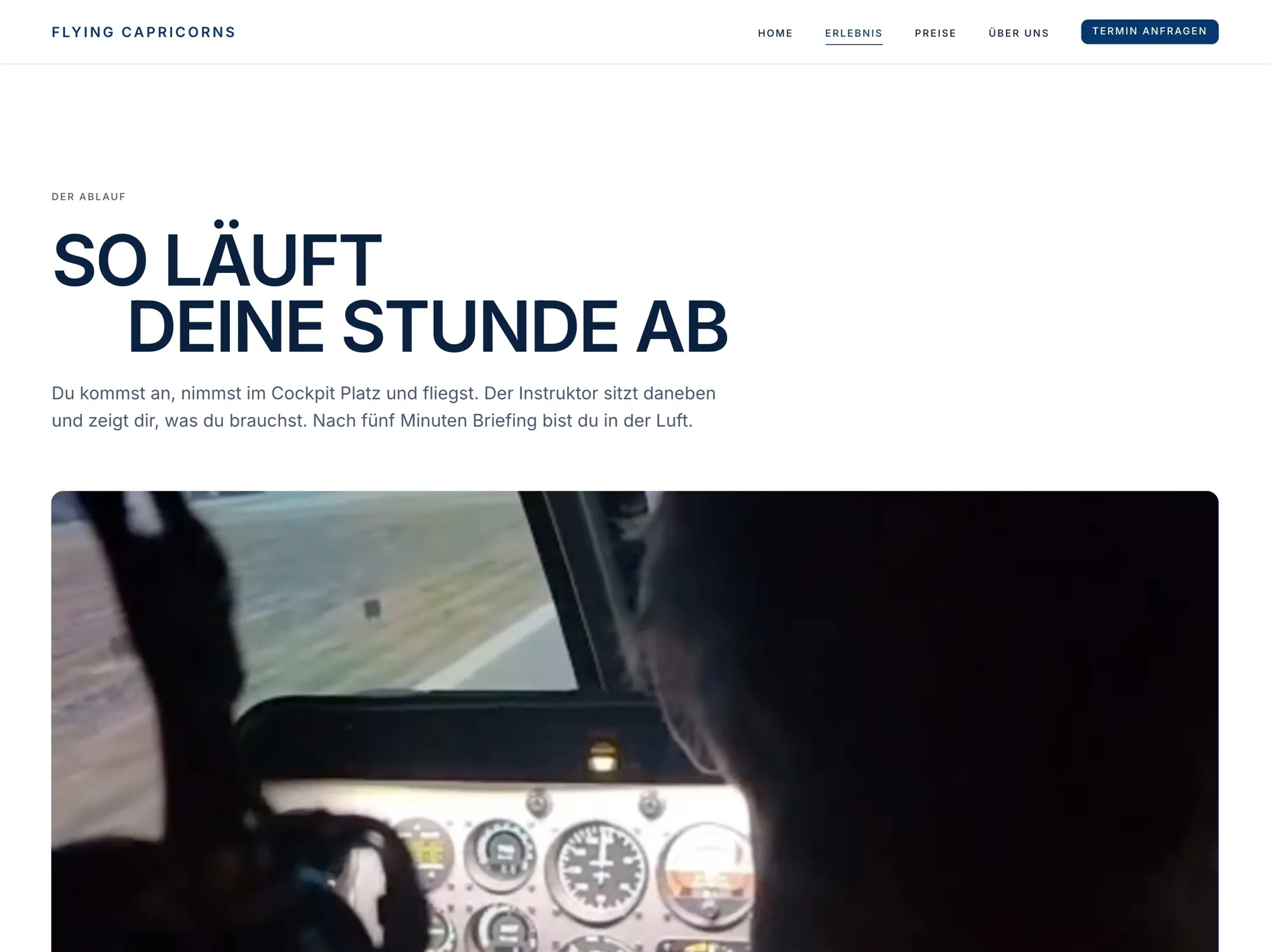Erlebnis-Seite mit Video aus dem Simulator