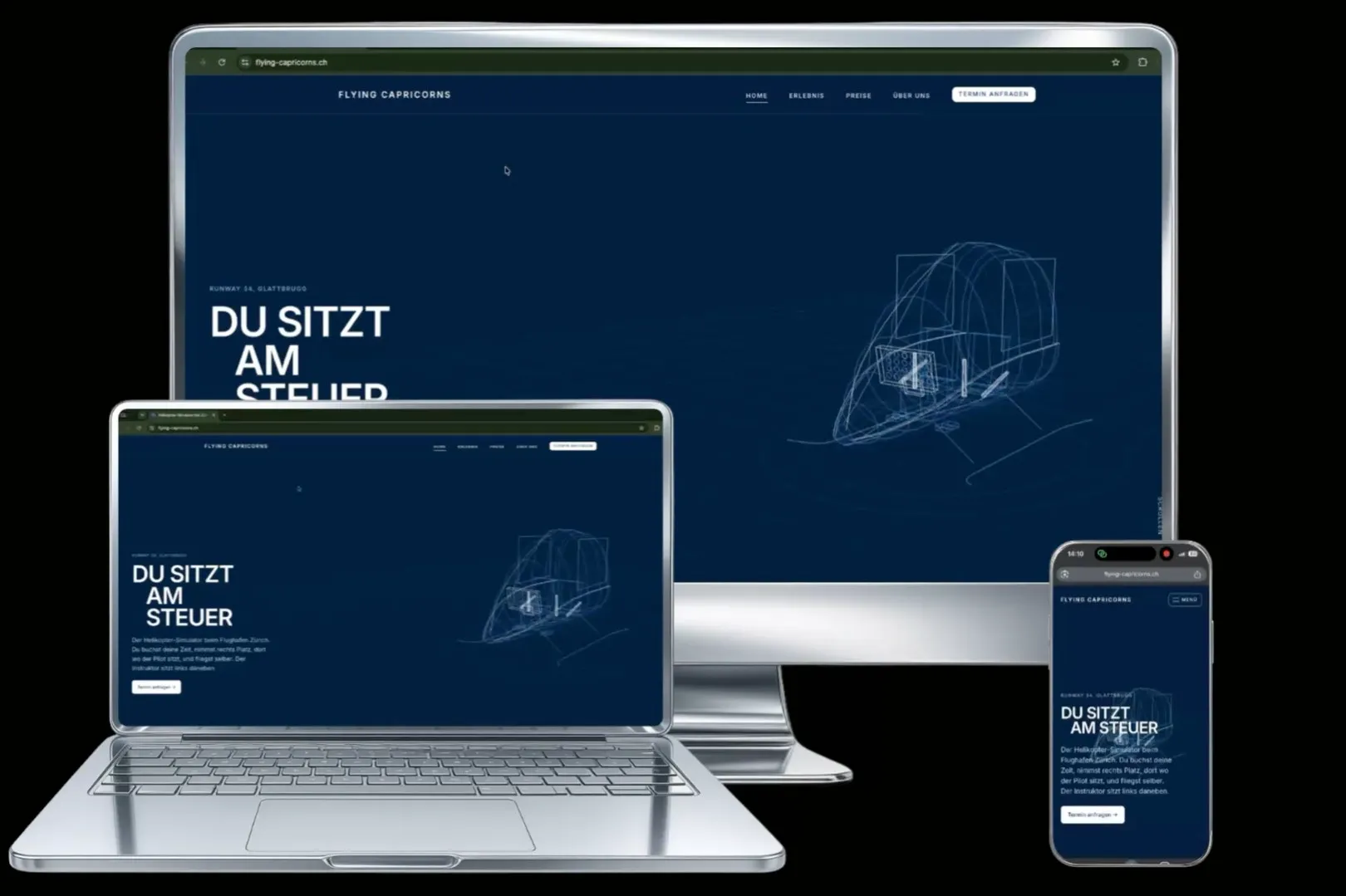 flying-capricorns.ch auf Laptop und Handy