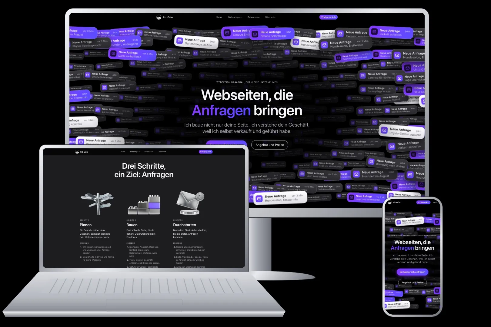 pizgün.ch auf Monitor, Laptop und Handy